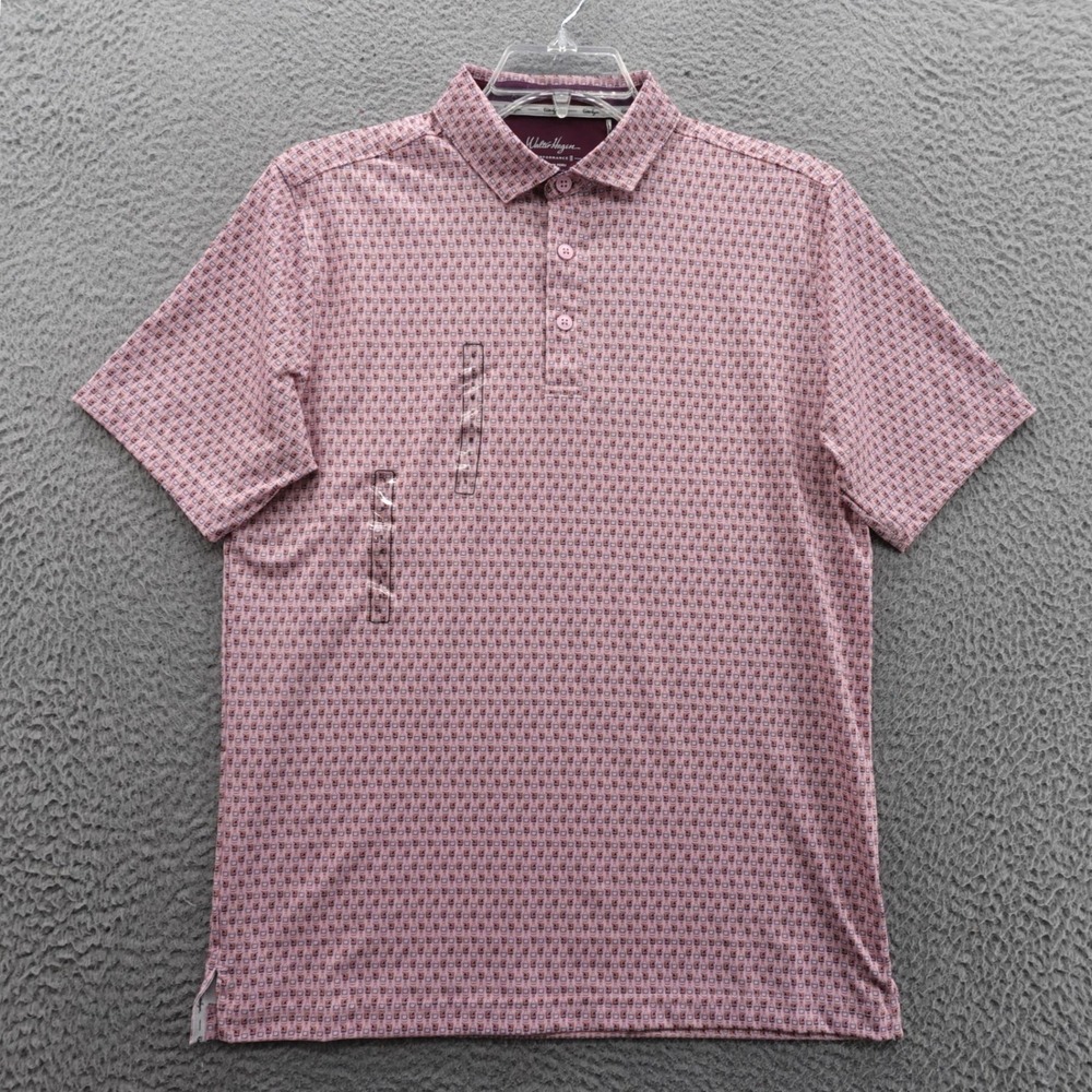 Walter Hagen Mens P11 Polo Shirt Small Pink Carolina Cocktail Novelty‎ Print NEW